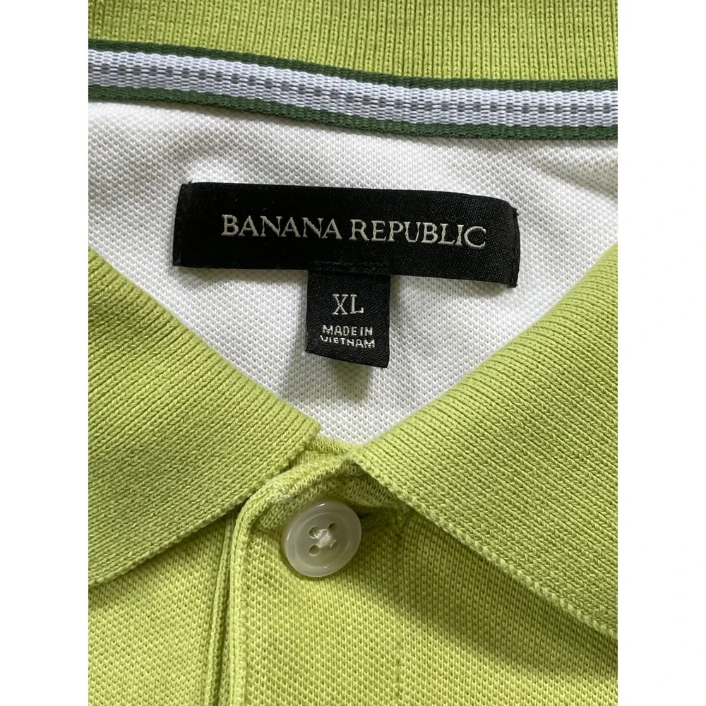 Banana Republic Mens Extra Large Polo Shirt Lime Green Elephant‎ Logo Pique XL